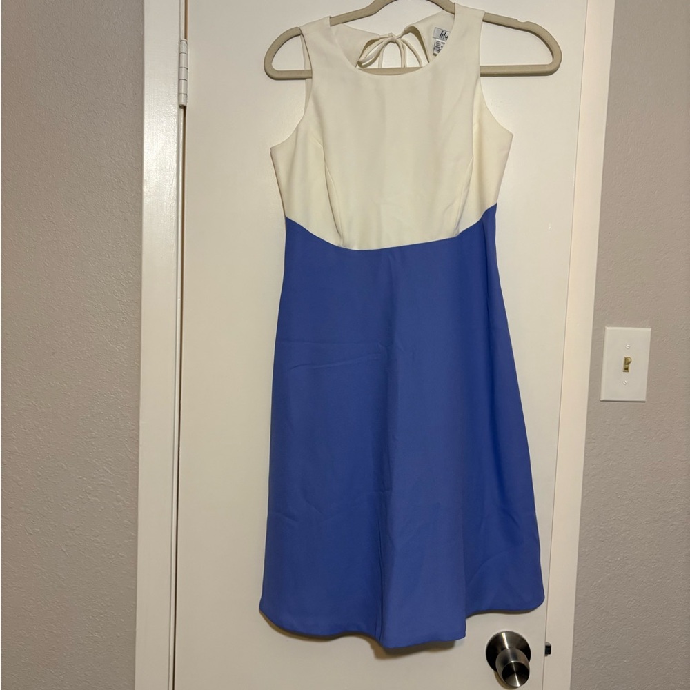 Vintage Cream and Blue Sleeveless Dress